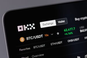 Торговий термінал криптовалютної біржі OKX валютної пари BTCUSDT